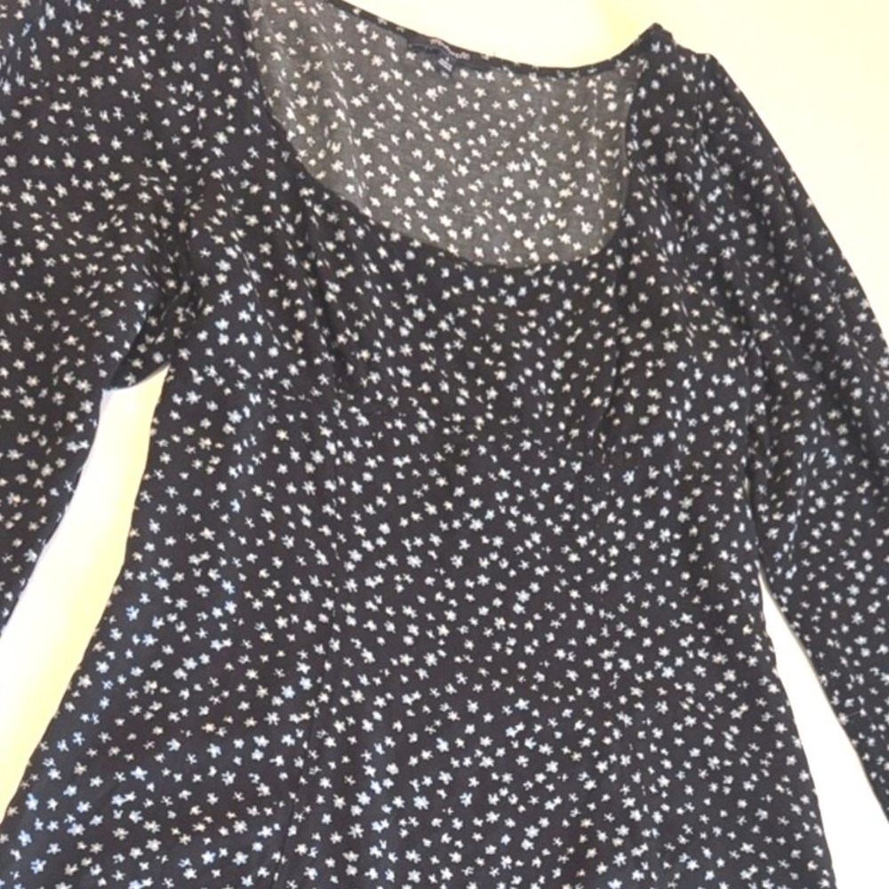 Madewell Floral Mini Dress Size 6 Square Neck Long Sleeve Cottagecore Boho